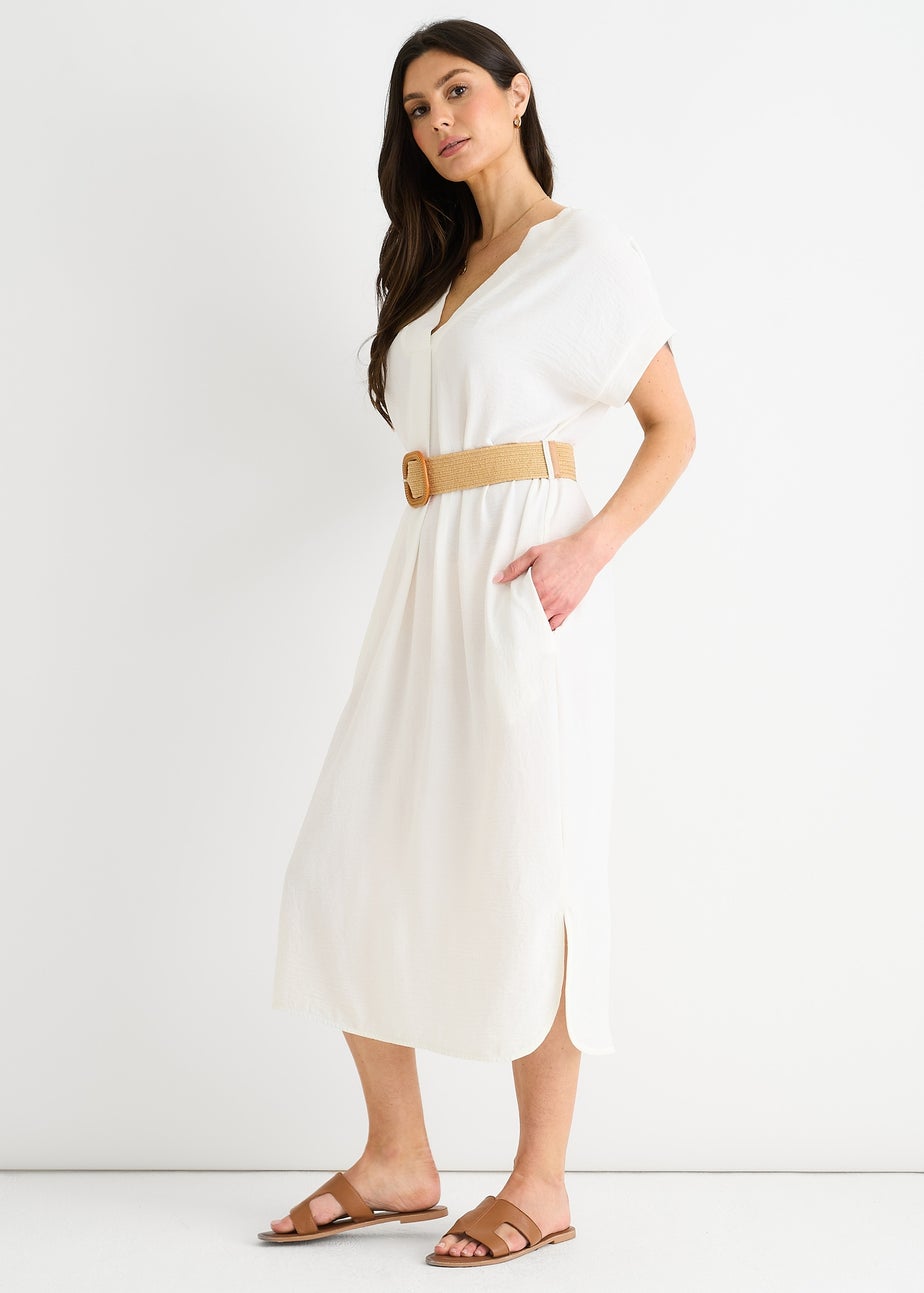 Gini London White Air Flow Belted Oversized Dress