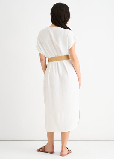Gini London White Air Flow Belted Oversized Dress