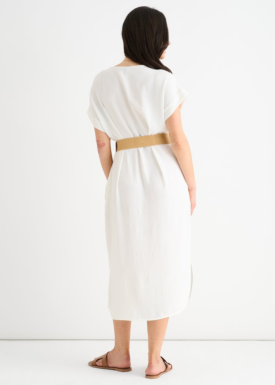 Gini London White Air Flow Belted Oversized Dress