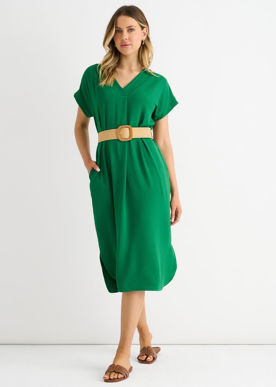 Gini London Green Air Flow Belted Oversized Dress