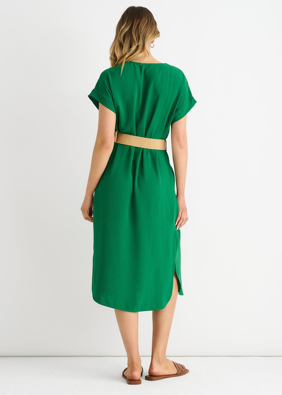 Gini London Green Air Flow Belted Oversized Dress