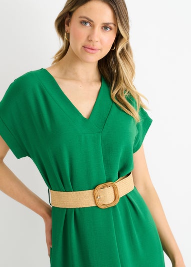 Gini London Green Air Flow Belted Oversized Dress