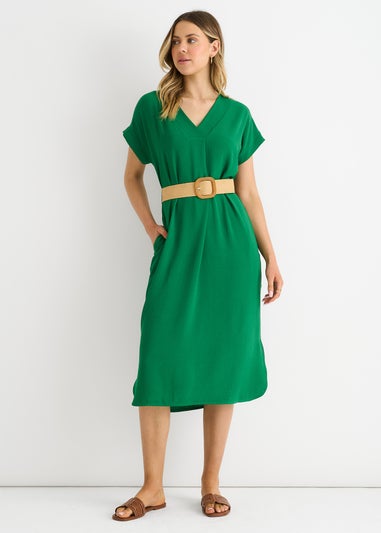 Gini London Green Air Flow Belted Oversized Dress