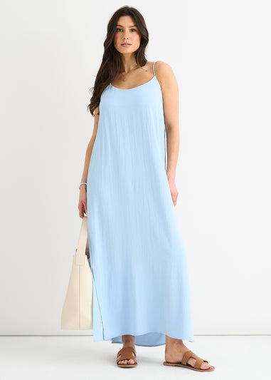 Gini London Blue Strappy Cross Back Airflow Oversized Dress