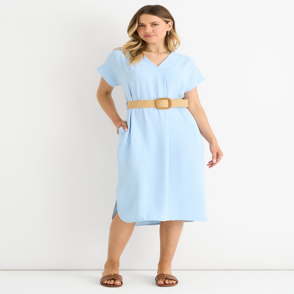 Gini London Blue Air Flow Belted Oversized Dress