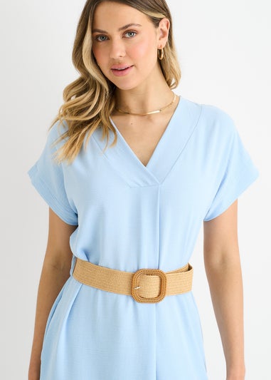 Gini London Blue Air Flow Belted Oversized Dress