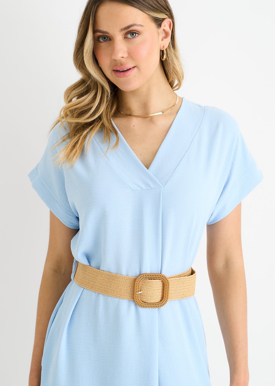 Gini London Blue Air Flow Belted Oversized Dress