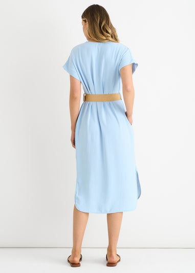 Gini London Blue Air Flow Belted Oversized Dress