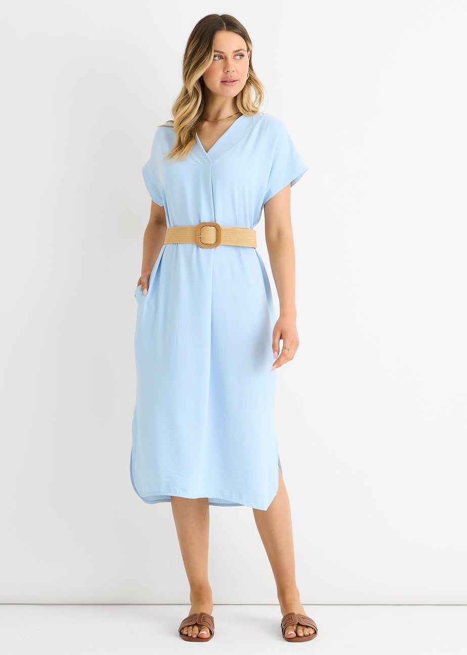 Gini London Blue Air Flow Belted Oversized Dress