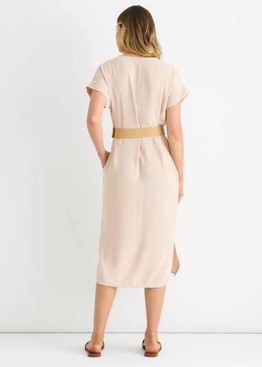 Gini London Beige Air Flow Belted Oversized Dress