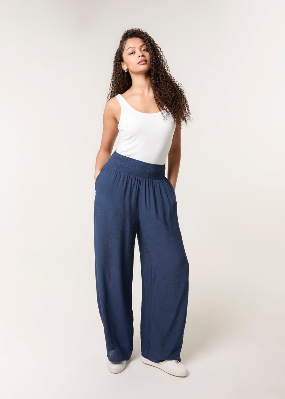 Blue Vanilla Navy Shirred Trouser