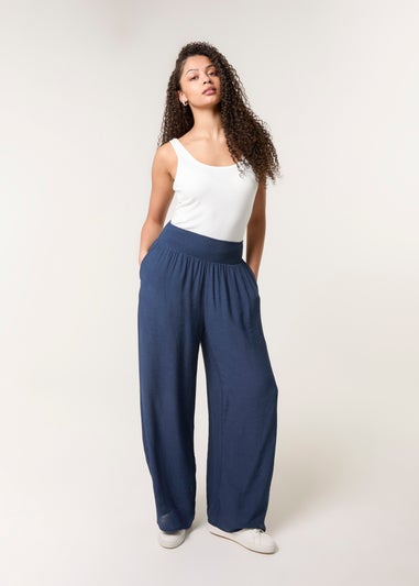 Blue Vanilla Navy Shirred Trouser