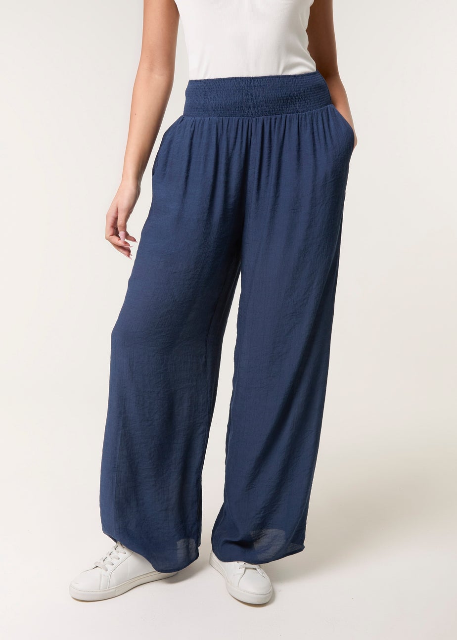 Blue Vanilla Navy Shirred Trouser