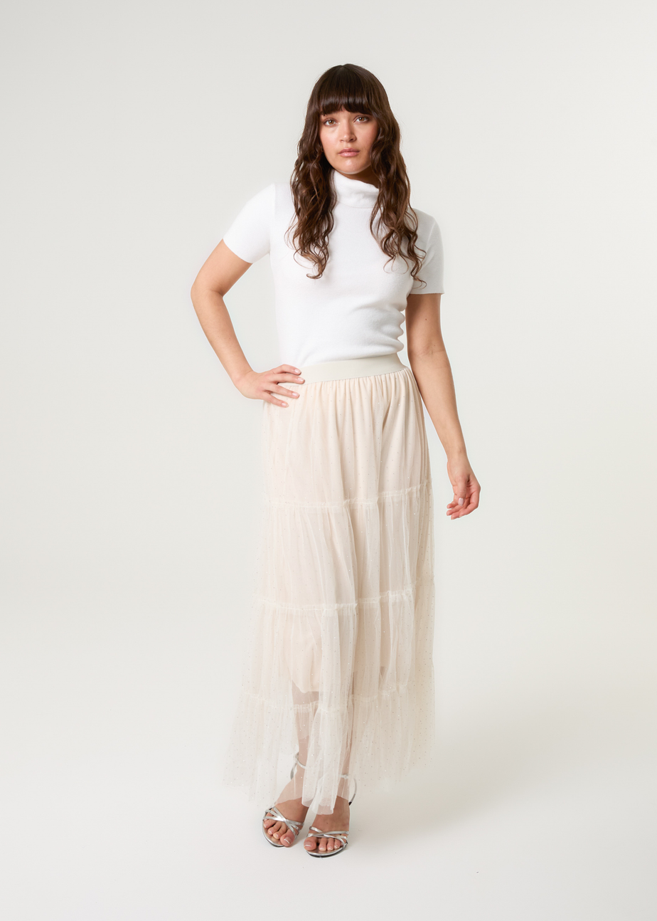Blue Vanilla Cream Long Layered Skirt
