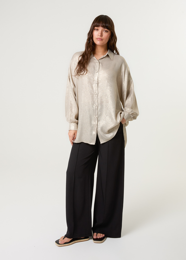 Blue Vanilla Champagne Shimmer Oversized Blouse
