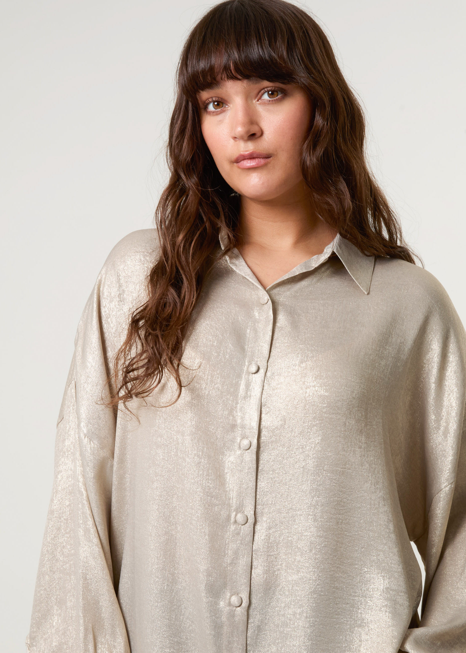 Blue Vanilla Champagne Shimmer Oversized Blouse