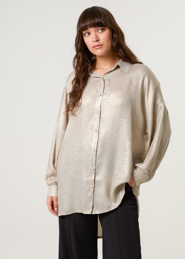 Blue Vanilla Champagne Shimmer Oversized Blouse