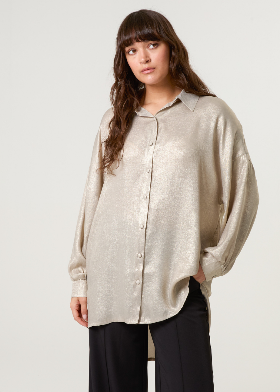 Blue Vanilla Champagne Shimmer Oversized Blouse