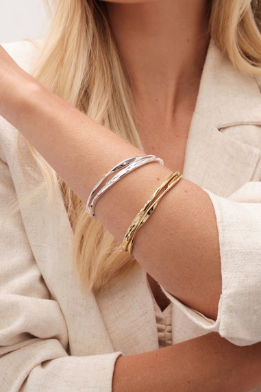 Jon Richard Gold Plated Polished Bangles Pack Of 2