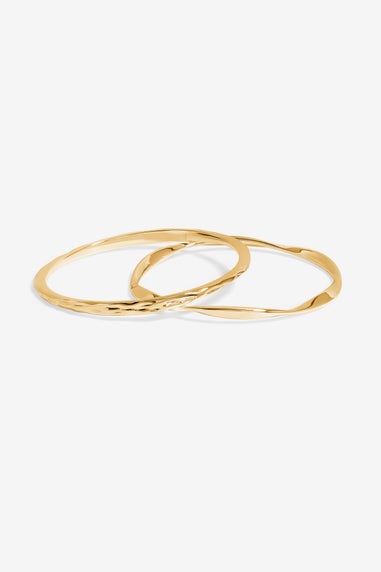 Jon Richard Gold Plated Polished Bangles Pack Of 2