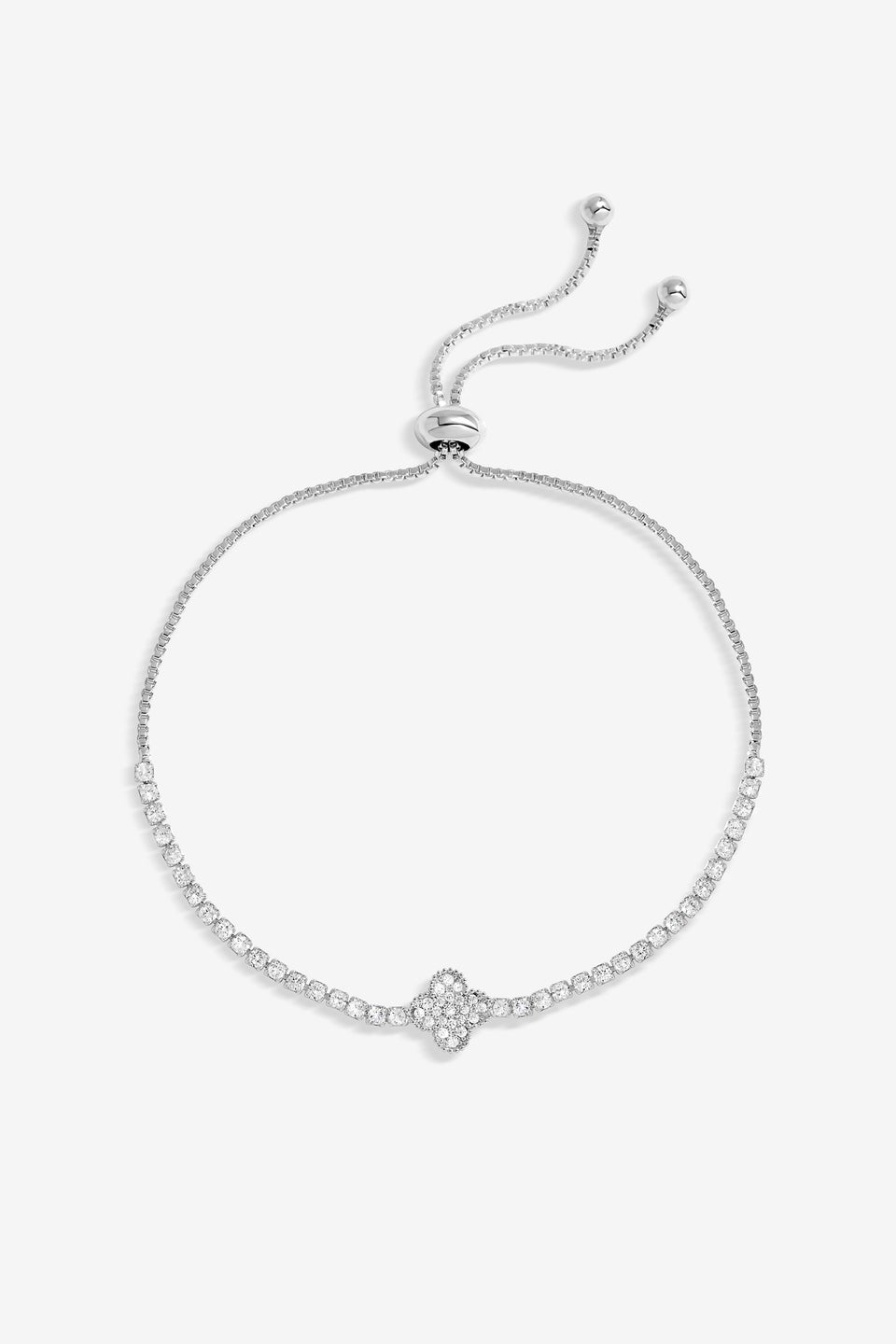 Jon Richard Silver Plated Clover & Crystal Toggle Bracelet