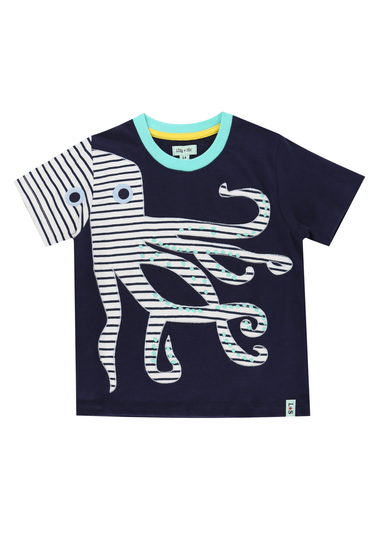 Lilly & Sid Navy Octopus Applique T Shirt (0-7 Years)