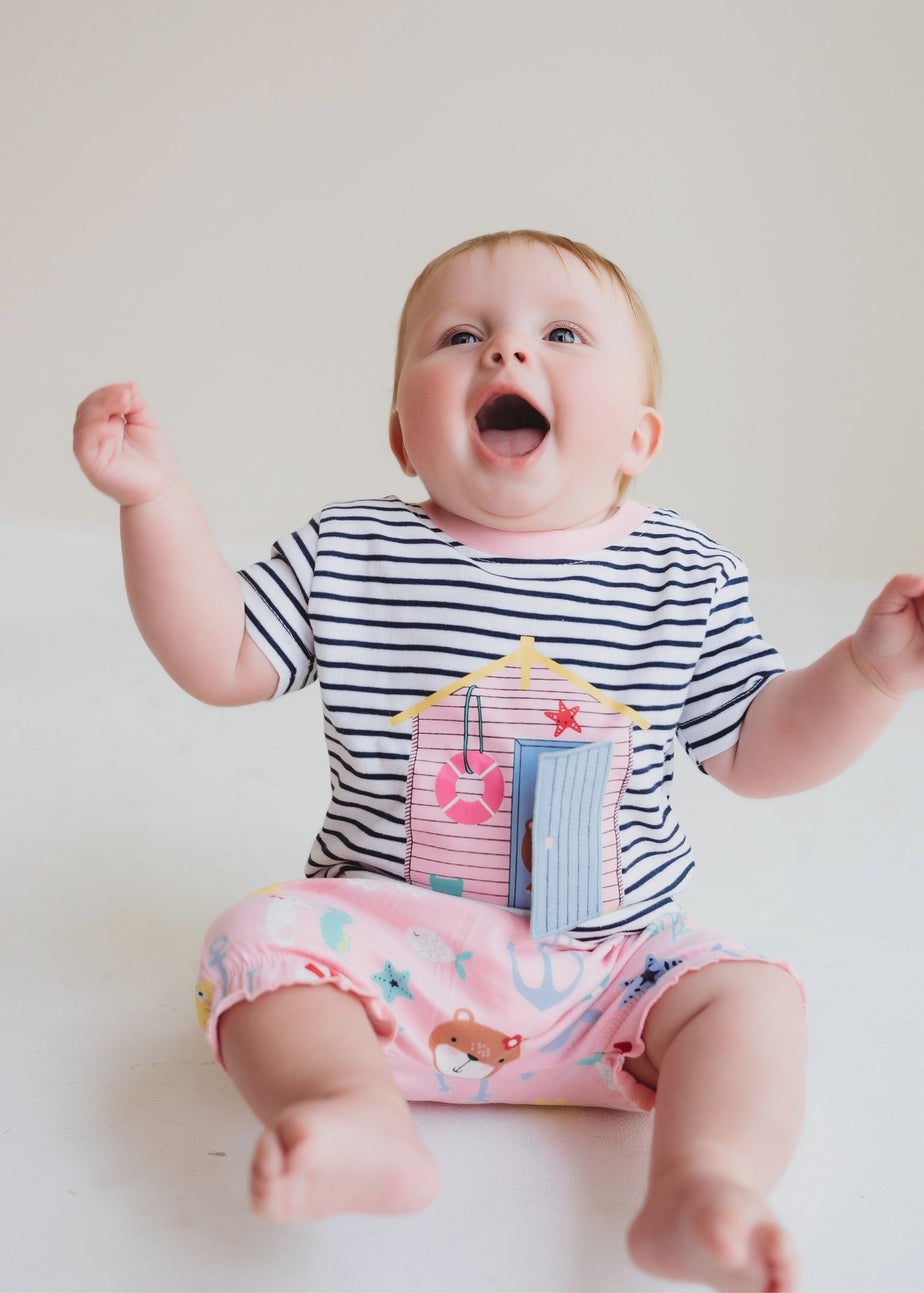 Lilly & Sid Multi Lilly At The Beach Print Top & Short Set (0- 24 Months)