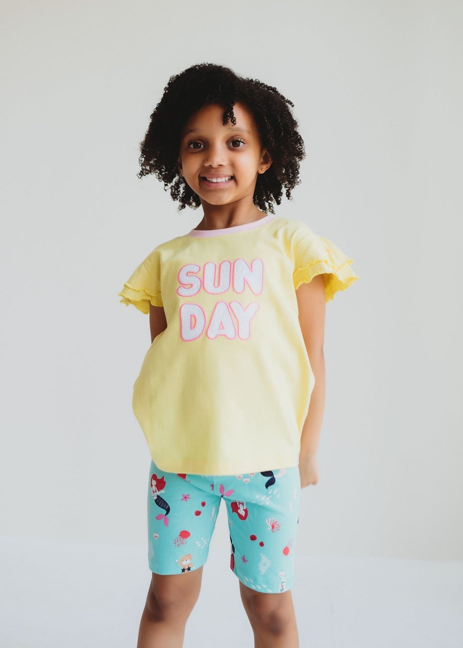 Lilly & Sid Yellow Sunday Slogan Applique Top (0-8 Years)