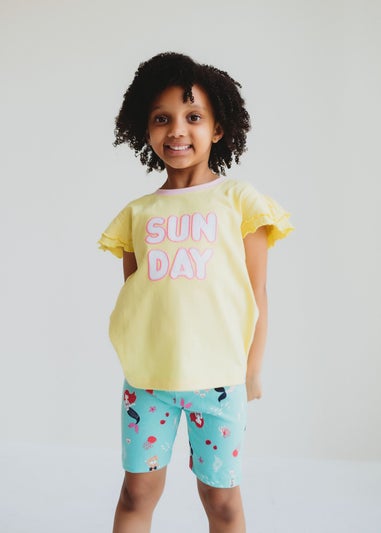 Lilly & Sid Yellow Sunday Slogan Applique Top (0-8 Years)