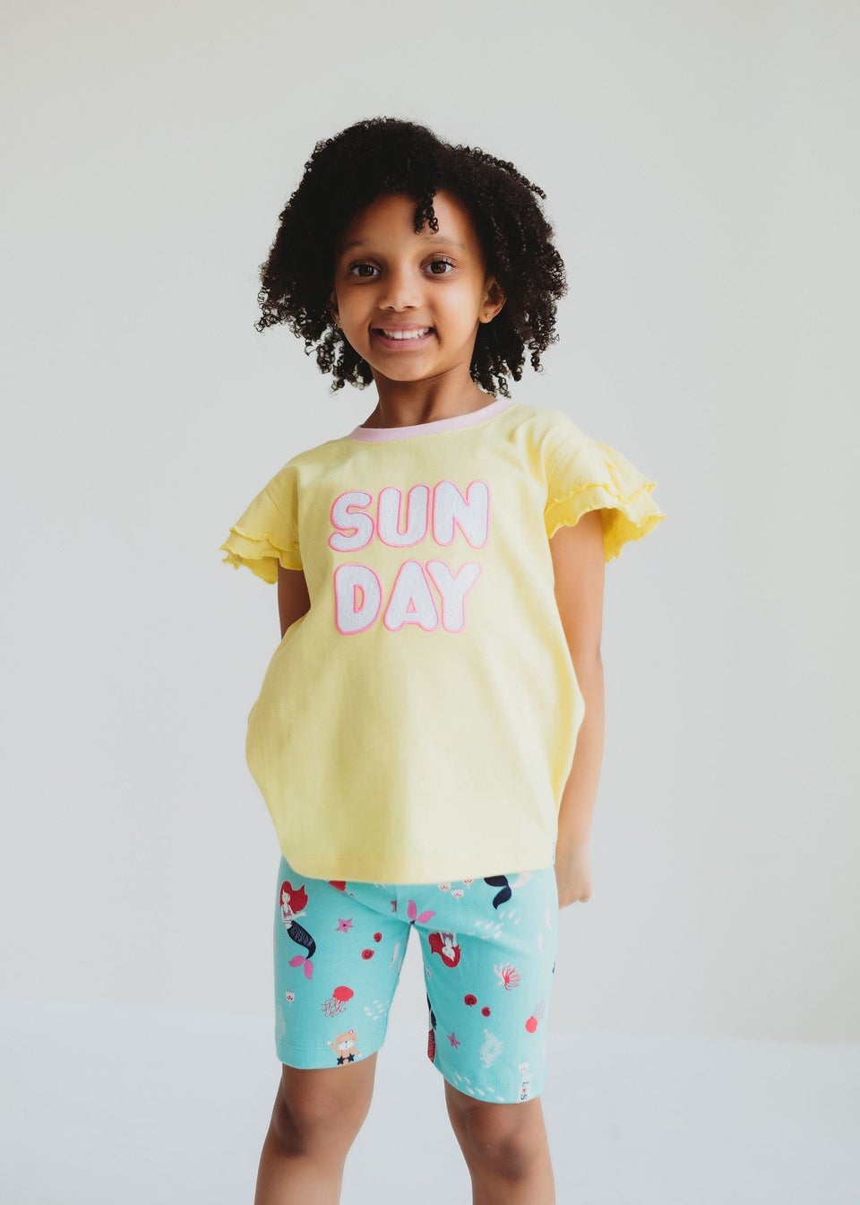 Lilly & Sid Yellow Sunday Slogan Applique Top (0-8 Years)