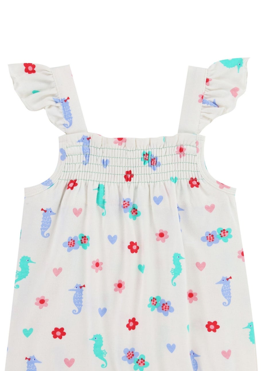 Lilly & Sid Multicoloured Seahorse Print Romper (0- 24 Months)