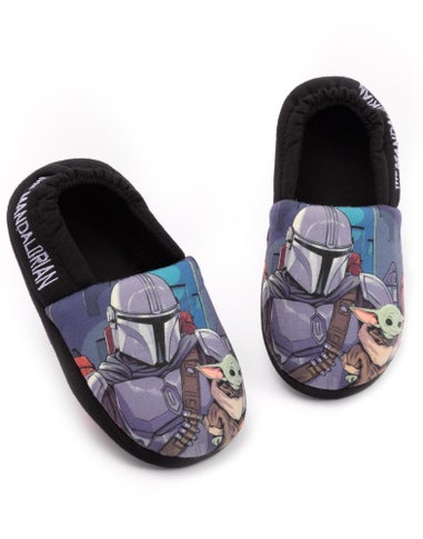 Star Wars Black The Mandalorian Kids Slippers (12-5 Older)