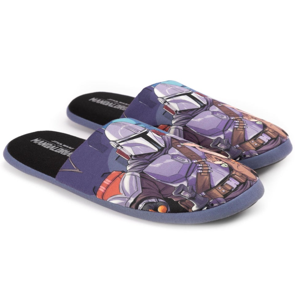 Vanilla Underground Star Wars Black Mandalorian Baby Yoda Mule Slippers
