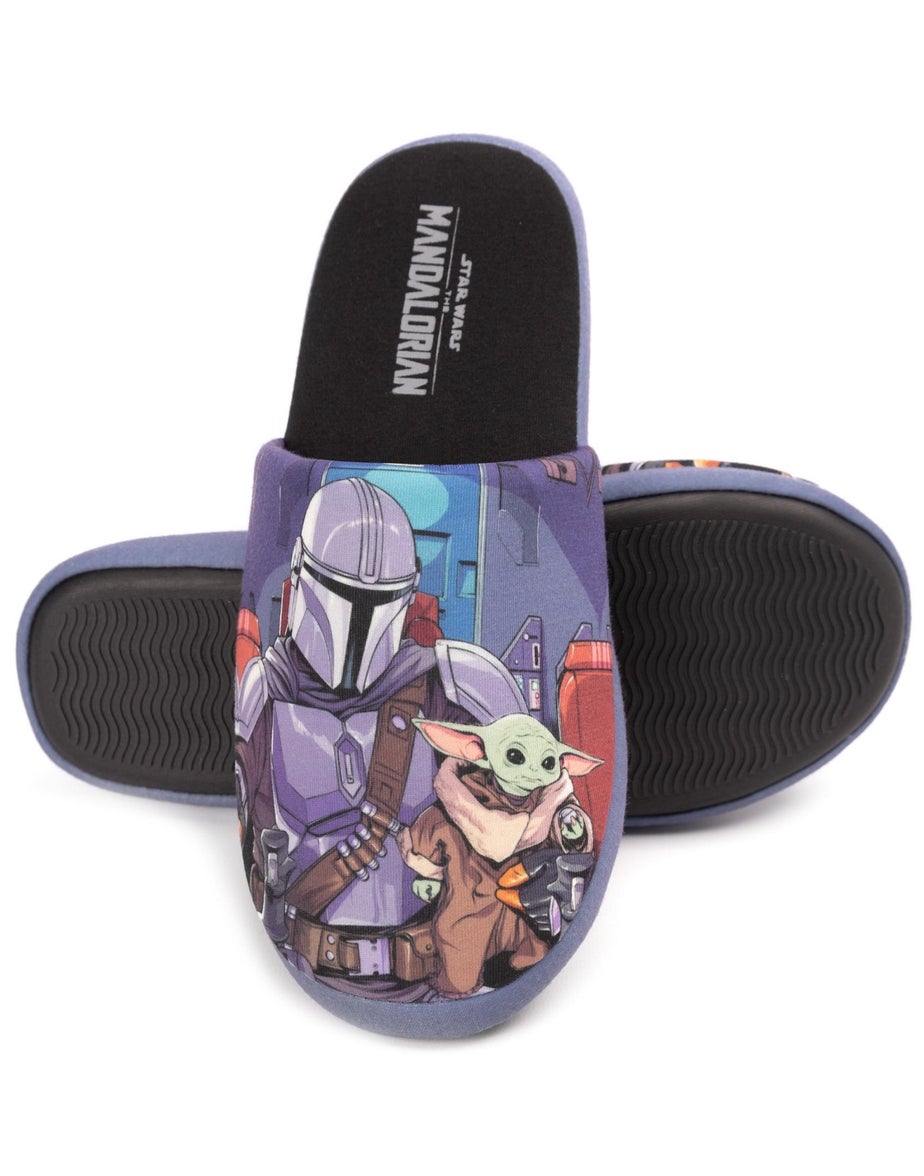 Vanilla Underground Star Wars Black Mandalorian Baby Yoda Mule Slippers