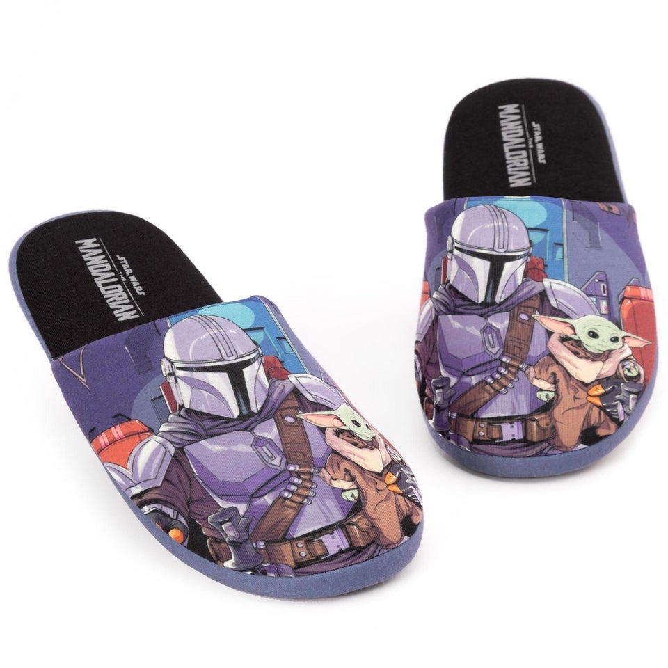 Vanilla Underground Star Wars Black Mandalorian Baby Yoda Mule Slippers