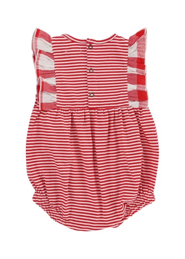 Lilly & Sid Red Stripe & Gingham Print Romper (0-12 Months)