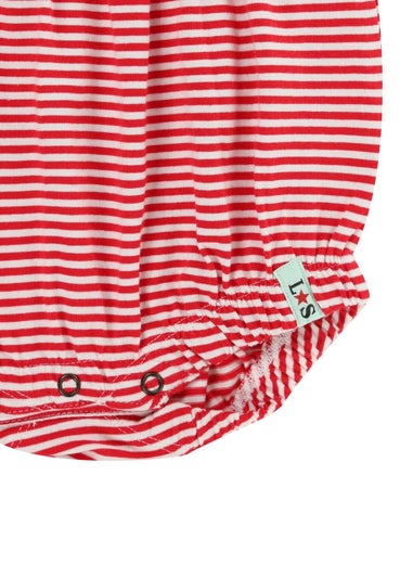 Lilly & Sid Red Stripe & Gingham Print Romper (0-12 Months)