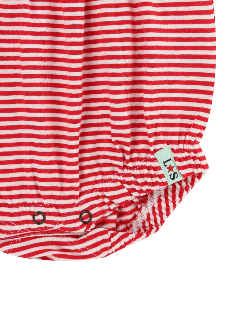 Lilly & Sid Red Stripe & Gingham Print Romper (0-12 Months)