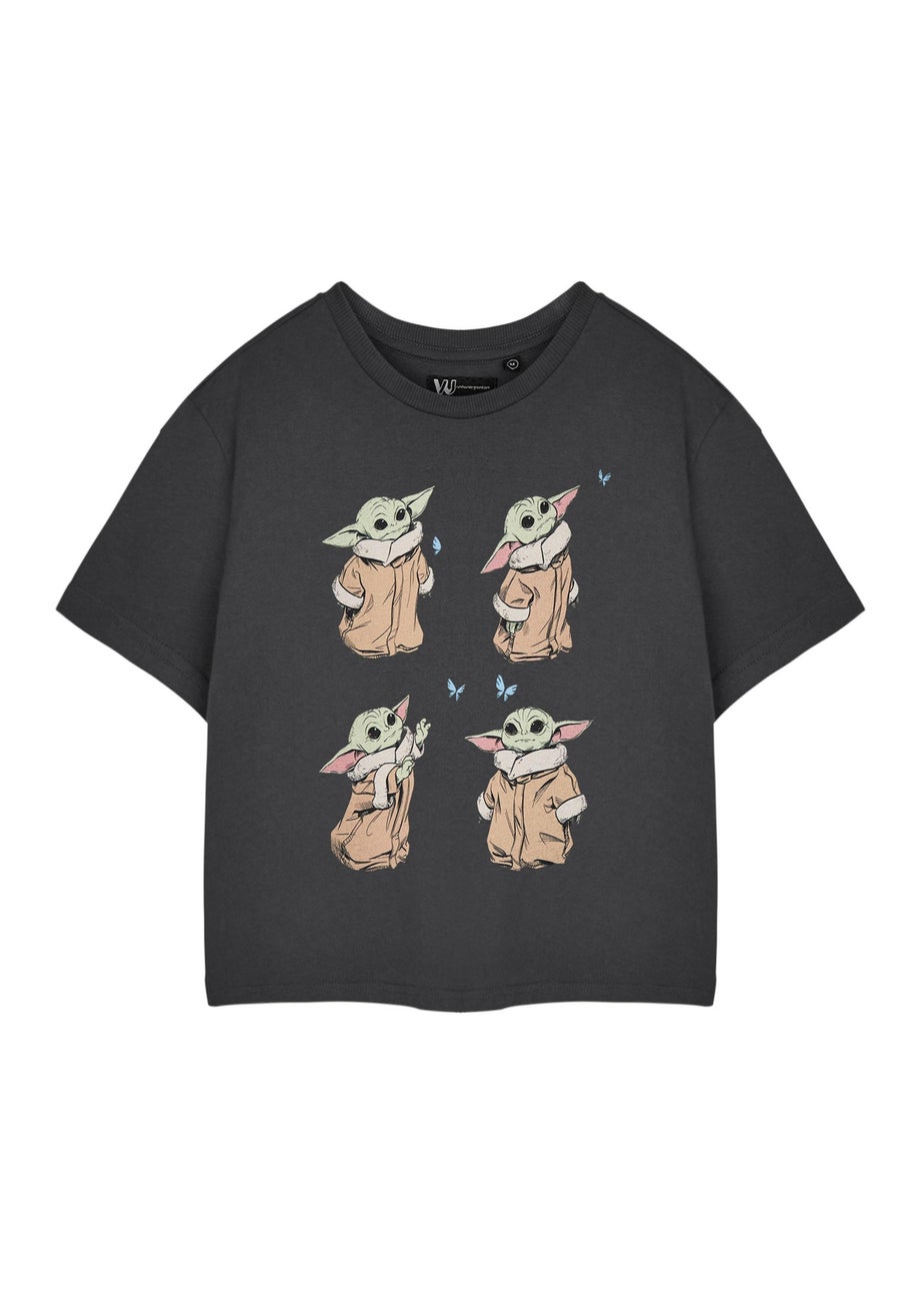 Star Wars The Mandalorian Grey Grogu Baby Yoda Cropped T Shirt