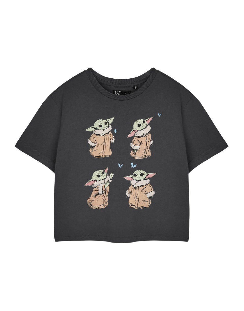 Star Wars The Mandalorian Grey Grogu Baby Yoda Cropped T Shirt