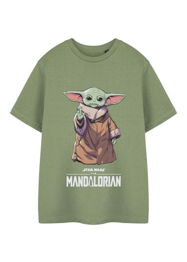 Star Wars Khaki The Mandalorian Grogu Kids T Shirt (3-14 Years)
