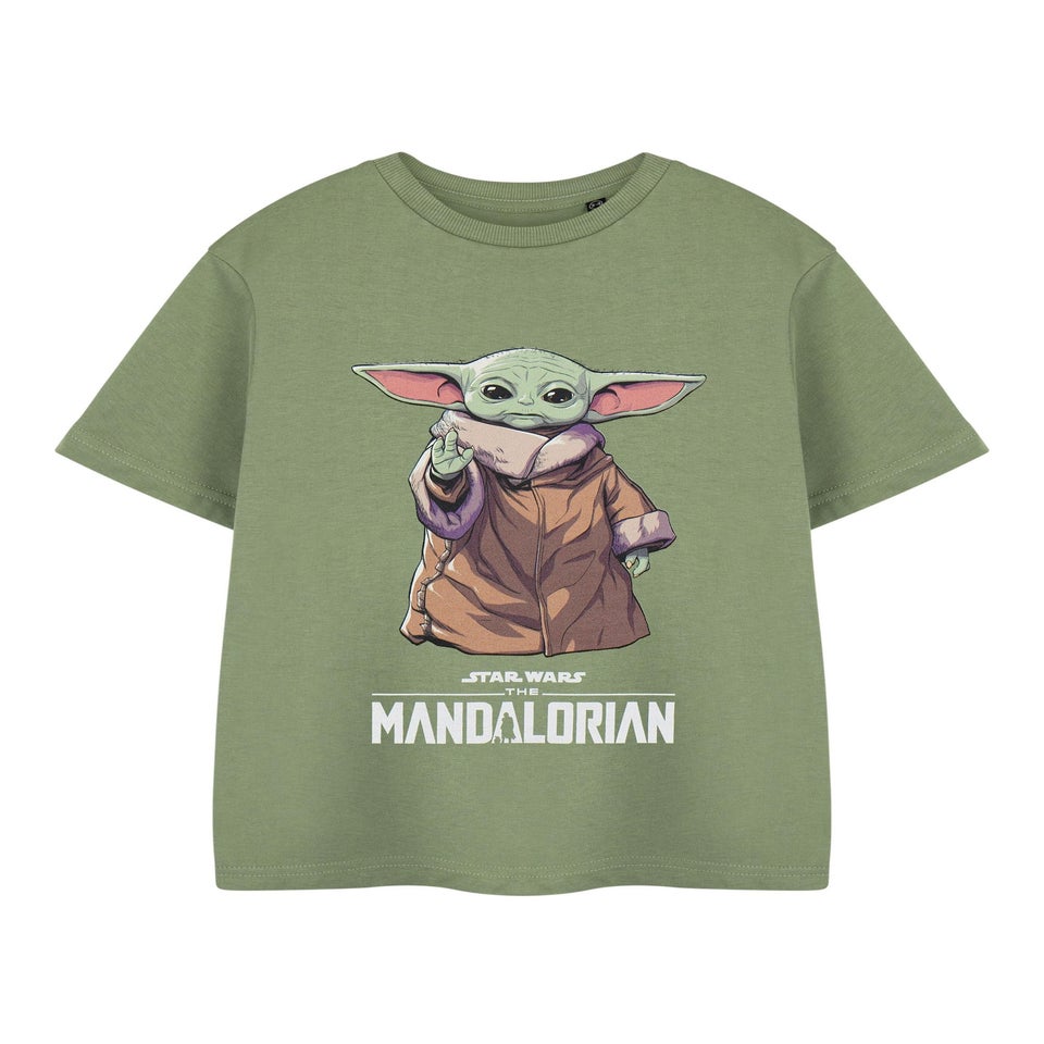 Star Wars Khaki The Mandalorian Grogu Kids T Shirt (3-14 Years)