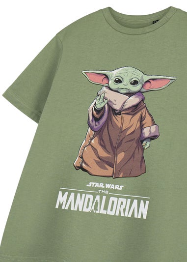 Star Wars Khaki The Mandalorian Grogu Kids T Shirt (3-14 Years)