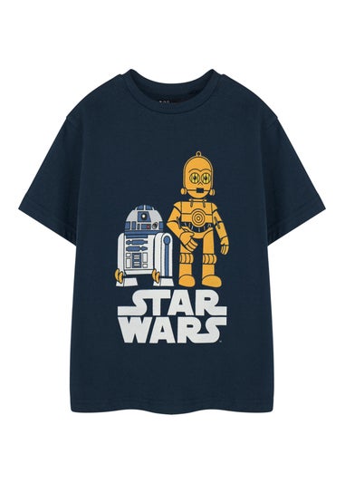 Star Wars Navy R2D2 & C3PO Kids T Shirt (3-14 Years)