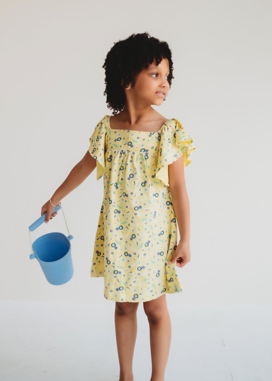 Lilly & Sid Yellow Sea Floral Print Dress (24 Months- 7 Years)