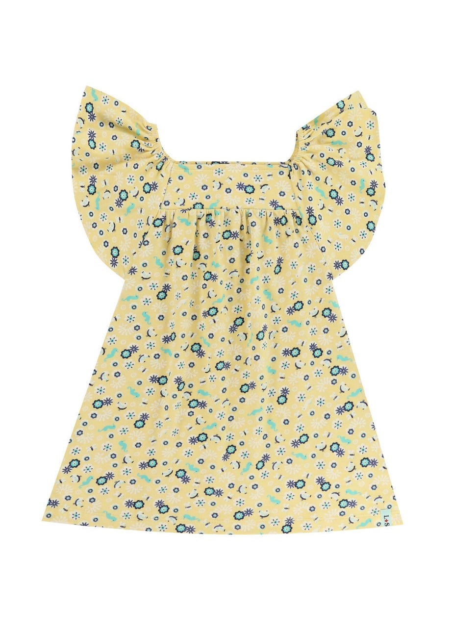 Lilly & Sid Yellow Sea Floral Print Dress (24 Months- 7 Years)