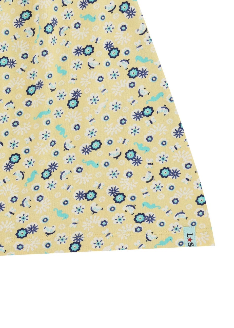 Lilly & Sid Yellow Sea Floral Print Dress (24 Months- 7 Years)