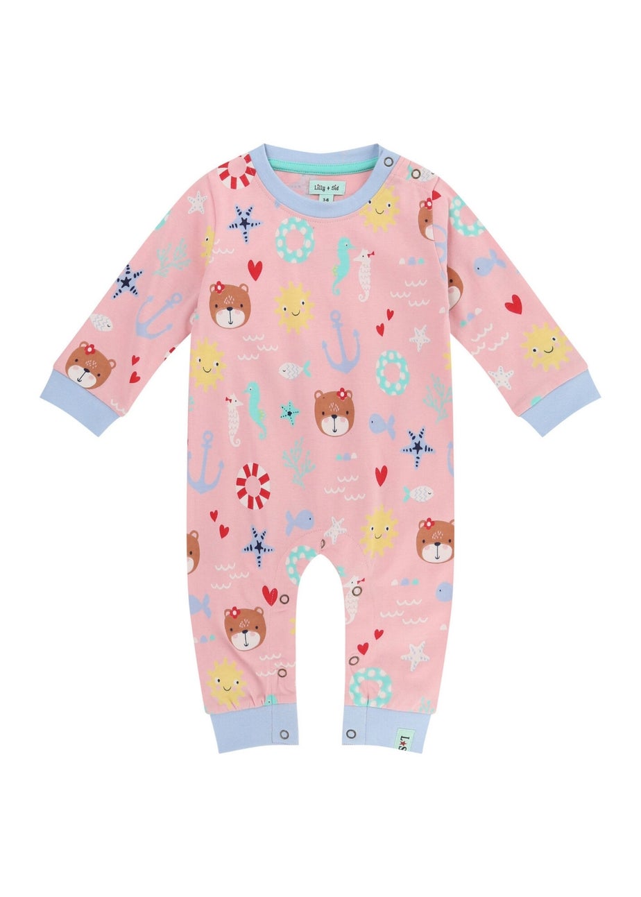 Lilly & Sid Pink Lilly & Friends Print Romper (24 Months- 8 Years)