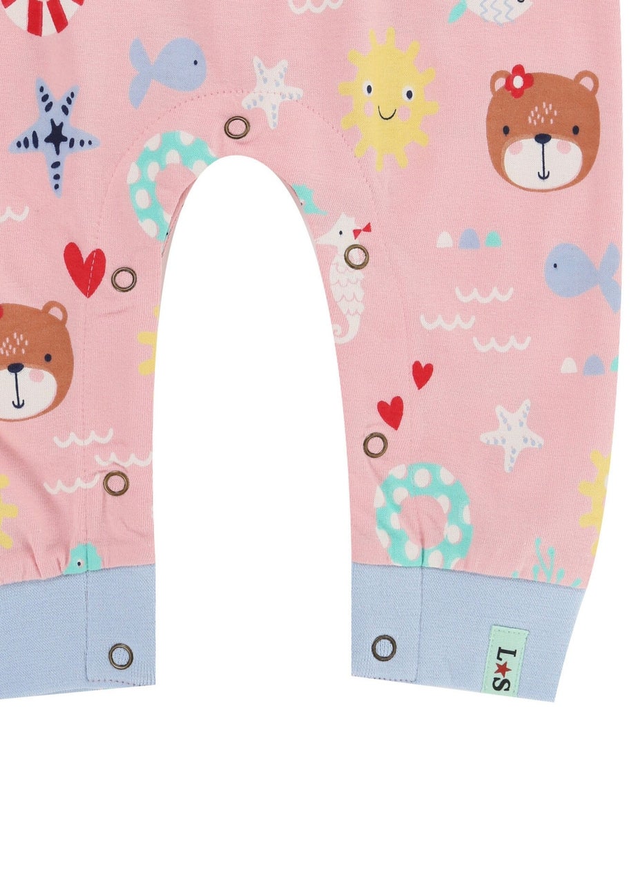 Lilly & Sid Pink Lilly & Friends Print Romper (24 Months- 8 Years)