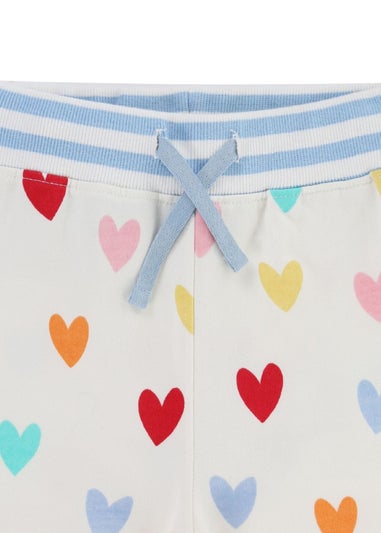 Lilly & Sid White Heart Print Joggers (12 Months- 8 Years)
